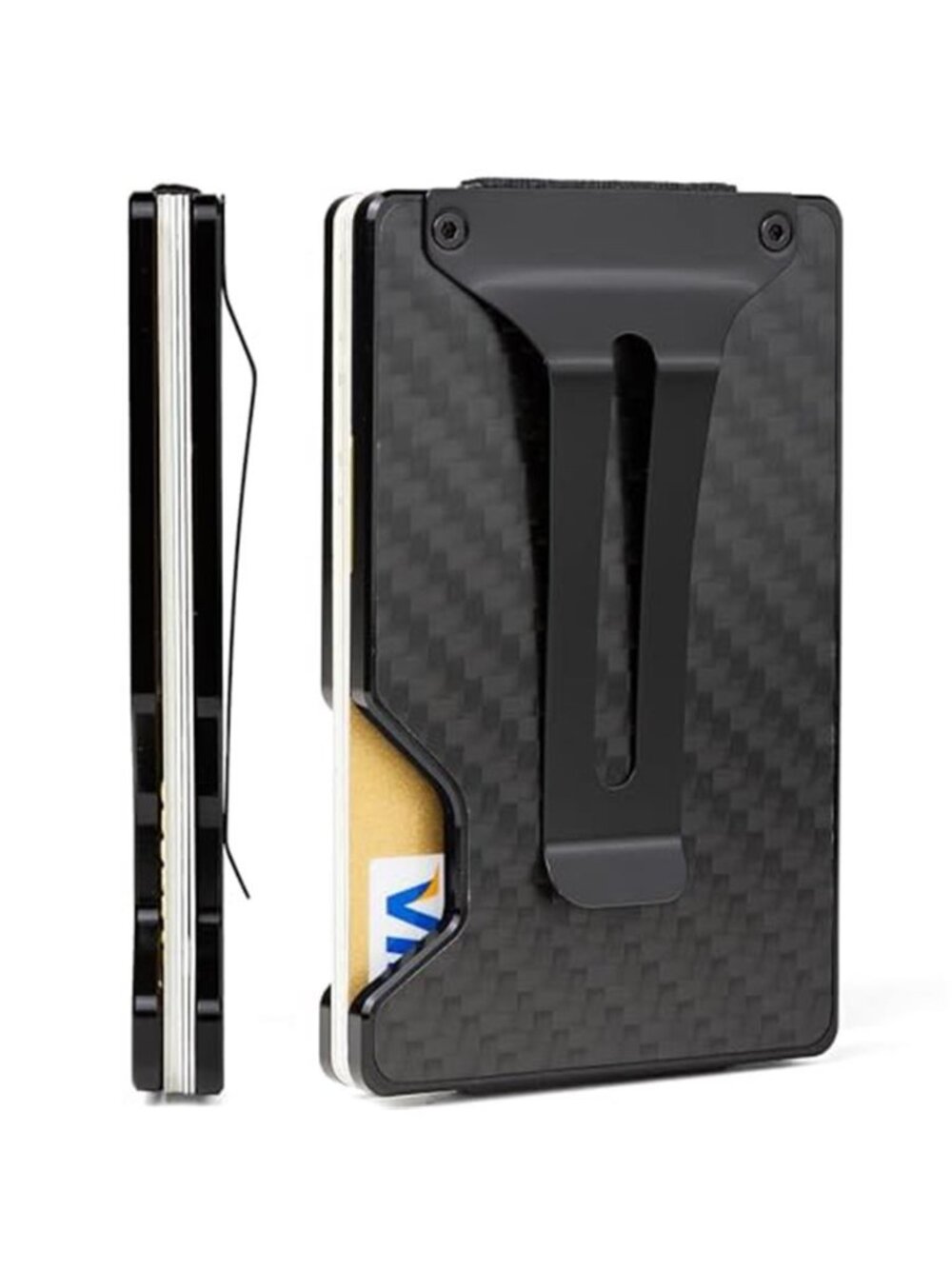 Fiber Minimalist Wallet for Men Slim Metal RFID Blocking Wallet Credit